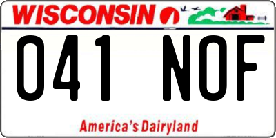 WI license plate 041NOF