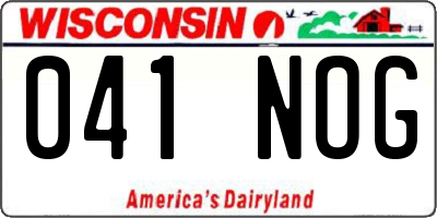 WI license plate 041NOG