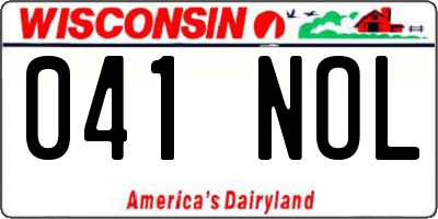 WI license plate 041NOL