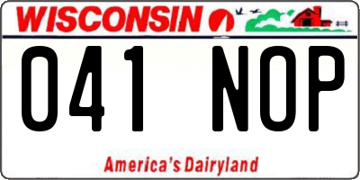 WI license plate 041NOP