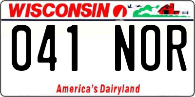 WI license plate 041NOR
