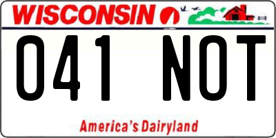 WI license plate 041NOT