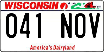 WI license plate 041NOV