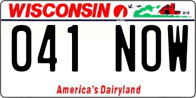 WI license plate 041NOW