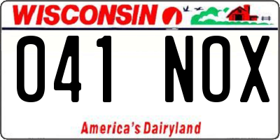 WI license plate 041NOX