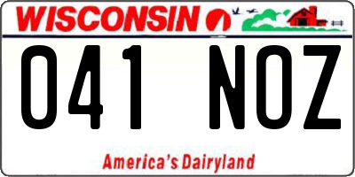 WI license plate 041NOZ