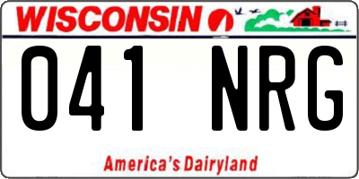 WI license plate 041NRG