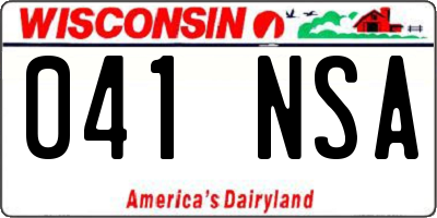 WI license plate 041NSA