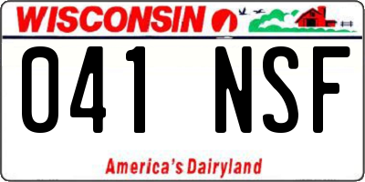 WI license plate 041NSF