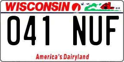 WI license plate 041NUF