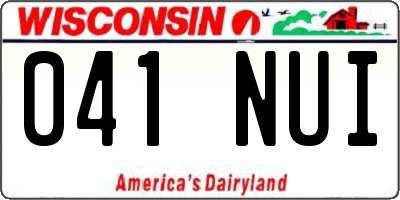 WI license plate 041NUI