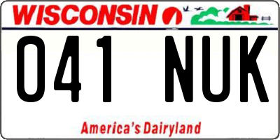 WI license plate 041NUK