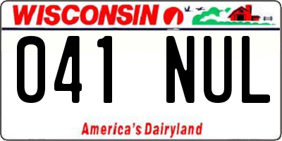 WI license plate 041NUL
