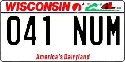 WI license plate 041NUM