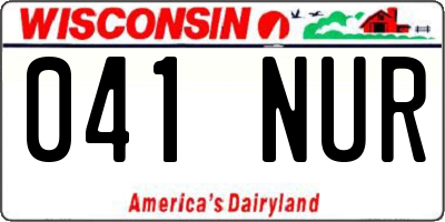 WI license plate 041NUR