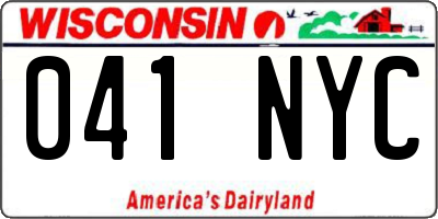 WI license plate 041NYC