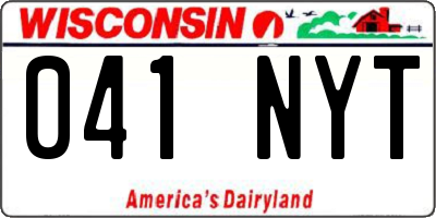 WI license plate 041NYT