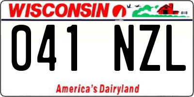 WI license plate 041NZL