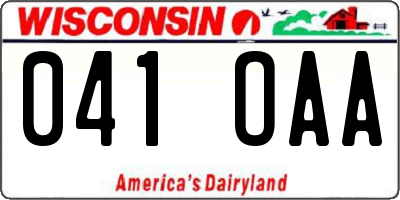 WI license plate 041OAA