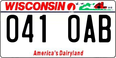 WI license plate 041OAB