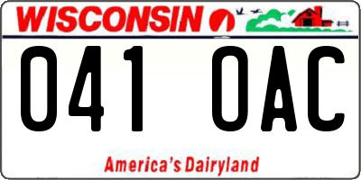 WI license plate 041OAC