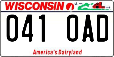 WI license plate 041OAD