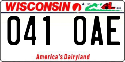 WI license plate 041OAE
