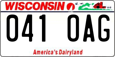 WI license plate 041OAG