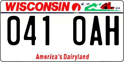 WI license plate 041OAH