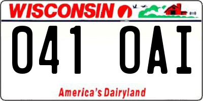 WI license plate 041OAI