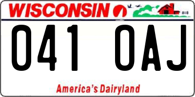 WI license plate 041OAJ