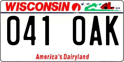 WI license plate 041OAK