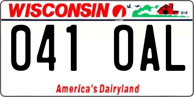 WI license plate 041OAL