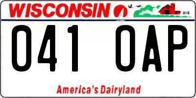 WI license plate 041OAP