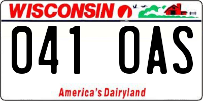 WI license plate 041OAS