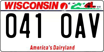 WI license plate 041OAV