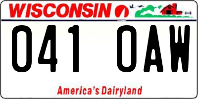 WI license plate 041OAW