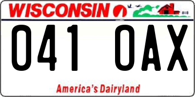 WI license plate 041OAX
