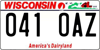 WI license plate 041OAZ