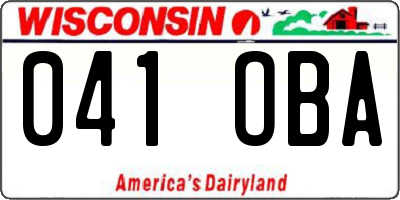 WI license plate 041OBA