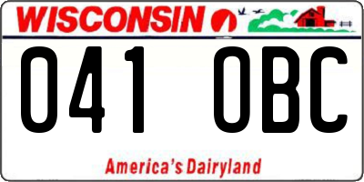 WI license plate 041OBC