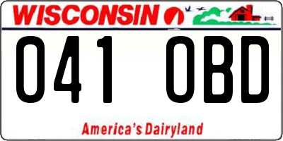 WI license plate 041OBD