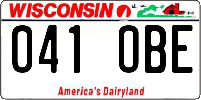 WI license plate 041OBE