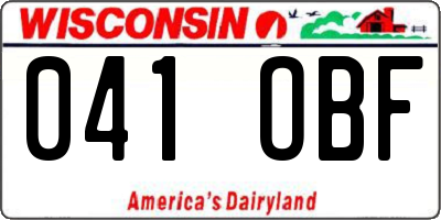 WI license plate 041OBF