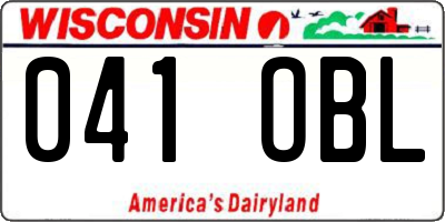 WI license plate 041OBL