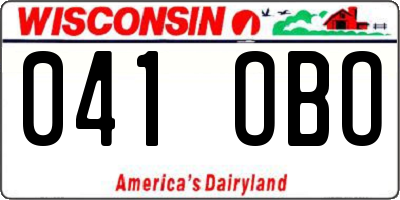 WI license plate 041OBO