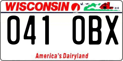 WI license plate 041OBX