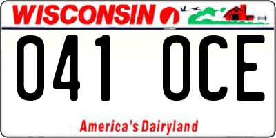WI license plate 041OCE