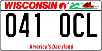 WI license plate 041OCL