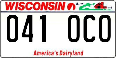 WI license plate 041OCO